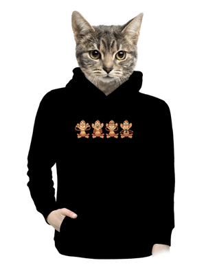 Opička s mobilem dámská mikina klokanka Black