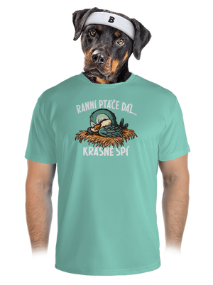 Ranní ptáče spí pánské sportovní tričko Mint Mal