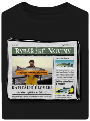 Rybářské noviny unisex tričko oversized Black