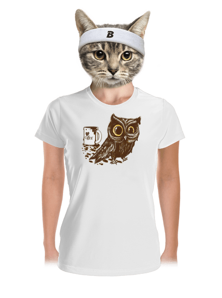 Sova na kofeinu dámské sportovní tričko White