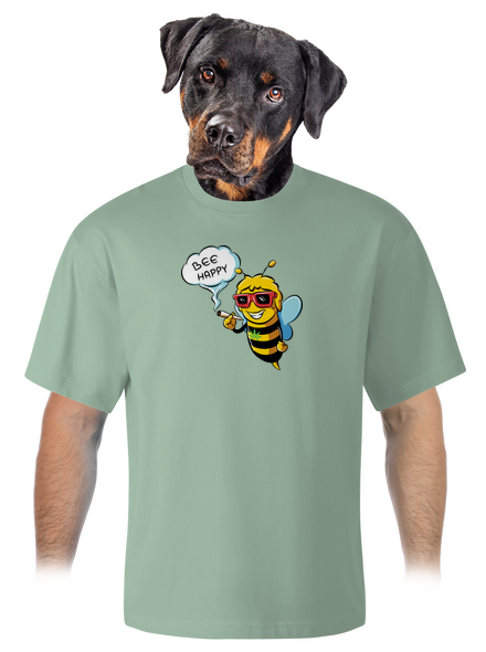 Bee happy unisex tričko oversized Sage