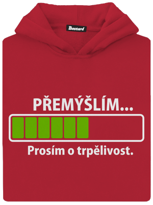 Přemýšlím dětská mikina klokanka Fire Red