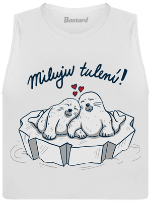 Miluju tulení dámské tílko volné White