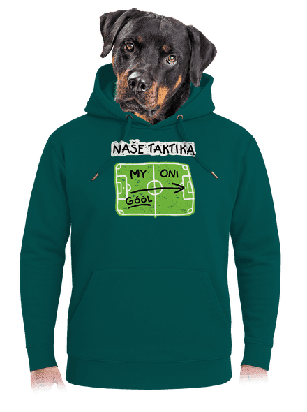 Naše fotbalová taktika unisex mikina premium Emerald Green