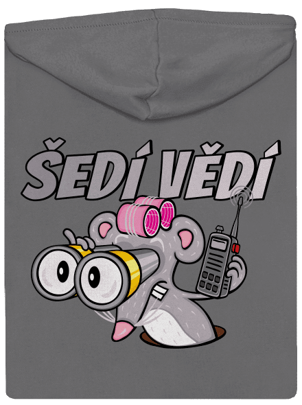 Šedí vědí - myš dámská mikina na zip Steel Gray