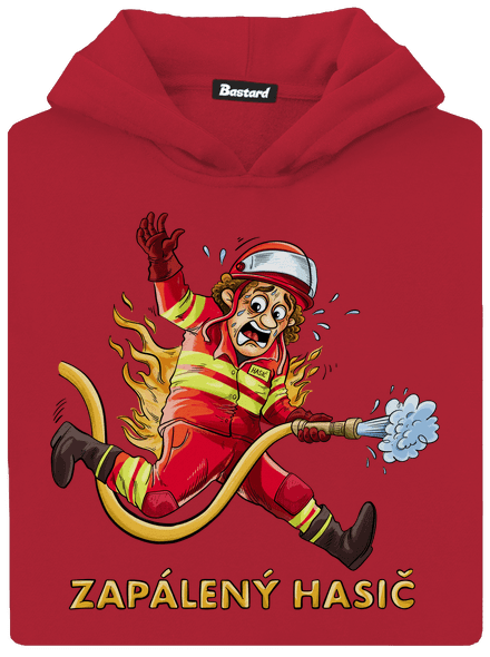 Zapálený hasič a hasička dětská mikina klokanka Fire Red