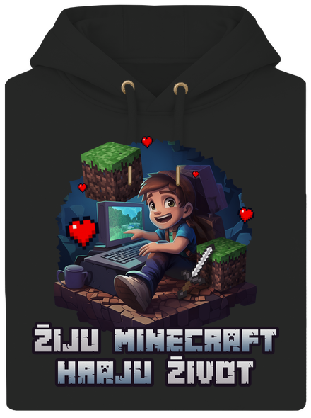 Žiju Minecraft unisex mikina premium Dark Black