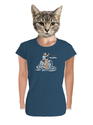 Ujíždím na pivu dámské tričko premium Petrol Blue