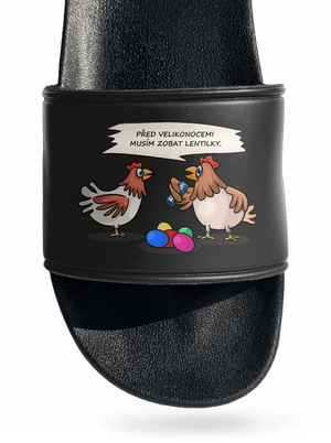 Slepice před Velikonocemi pantofle Black