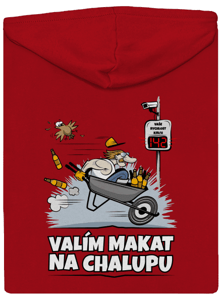 Valím na chalupu pánská mikina na zip Red