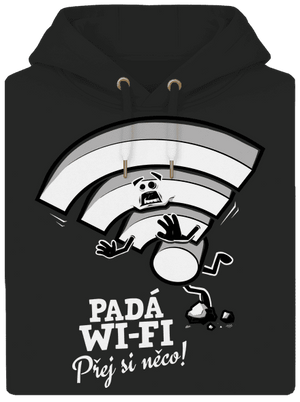 Padá wi-fi unisex mikina premium Dark Black