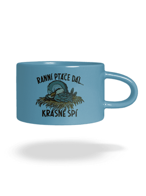 Ranní ptáče spí hrnek makronka Blue Macaron