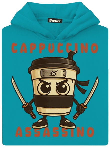 Cappuccino Assassino – Italian Brainrot dětská mikina klokanka Hawaiian Blue