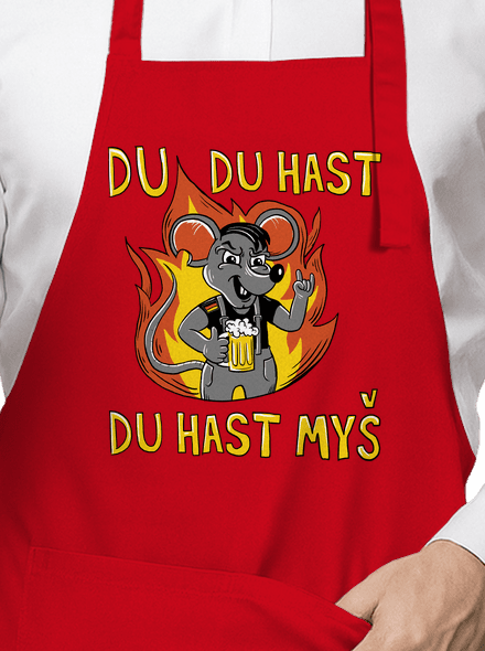 Du hast myš zástěra Red