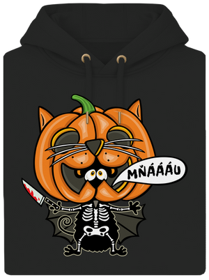 Halloweenská kočička unisex mikina premium Dark Black