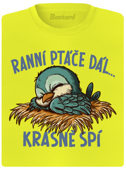 Ranní ptáče spí dámské sportovní tričko Neon Yellow
