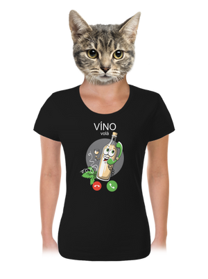 Bílé víno volá dámské tričko Black