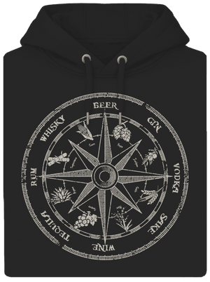 Alkoholický kompas unisex mikina premium Dark Black