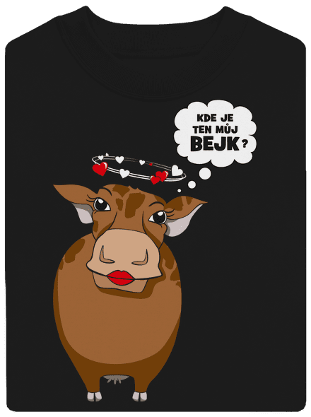 Kráva na pánském tričku unisex mikina bez kapuce Black
