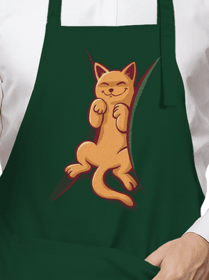 Spící kotě zástěra Bottle Green