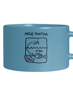 Rybářská taktika hrnek makronka Blue Macaron