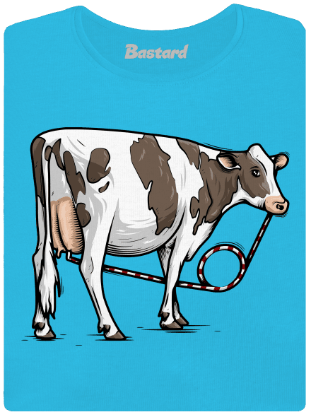 Cow drink dámské tričko s lemem Blue Atol
