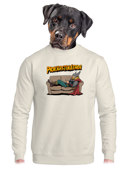 Prokrastináthor unisex mikina bez kapuce Off White
