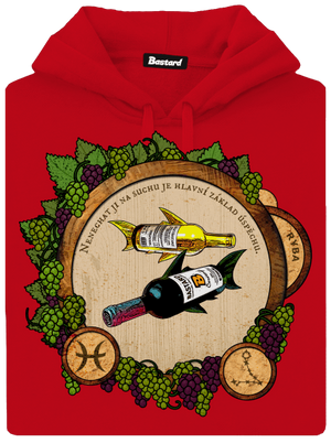 Vinný horoskop: Ryba pánská mikina klokanka Red