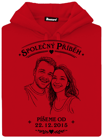 Společný příběh z vlastní fotky pánská mikina klokanka Red