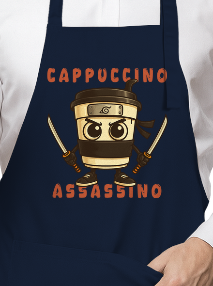 Cappuccino Assassino – Italian Brainrot zástěra Navy