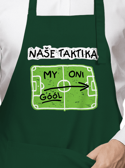 Naše fotbalová taktika zástěra Bottle Green