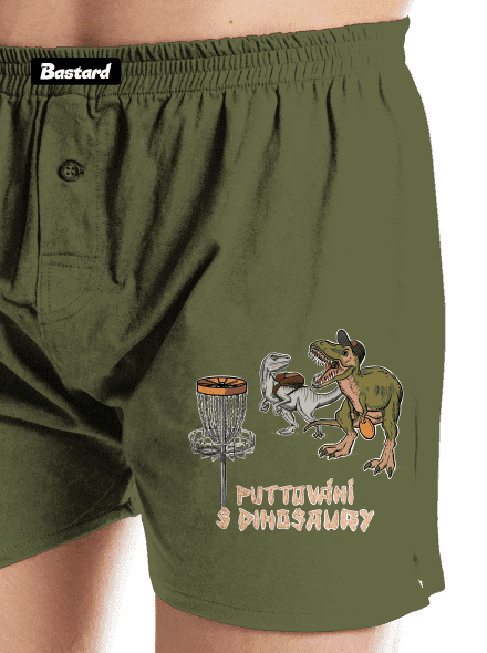 Puttování s dinosaury pánské trenky Khaki