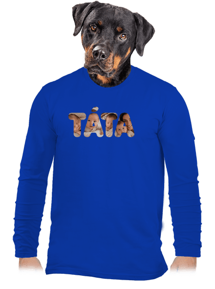Nápis táta z vlastních fotek pánské dlouhý rukáv Royal Blue