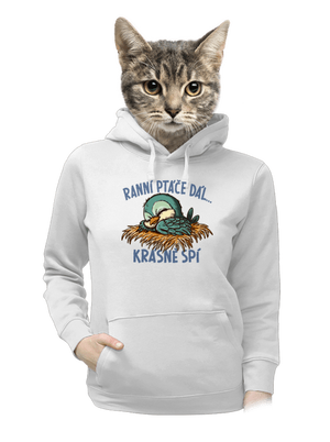 Ranní ptáče spí dámská mikina klokanka White