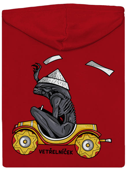 Vetřelníček pánská mikina na zip Red