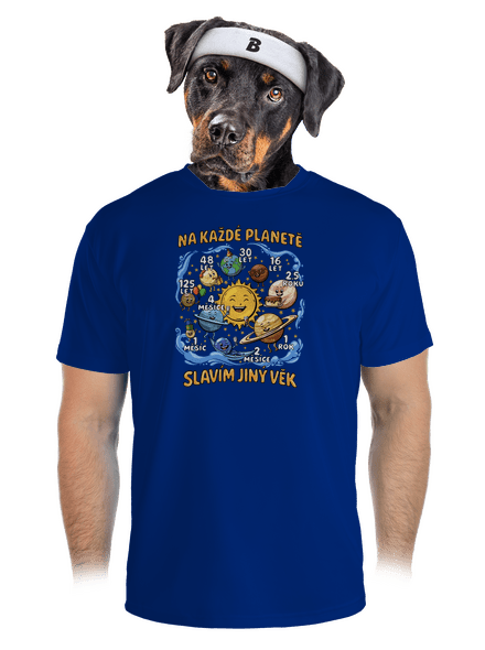 Věk na planetách pánské sportovní tričko Royal Blue Mal