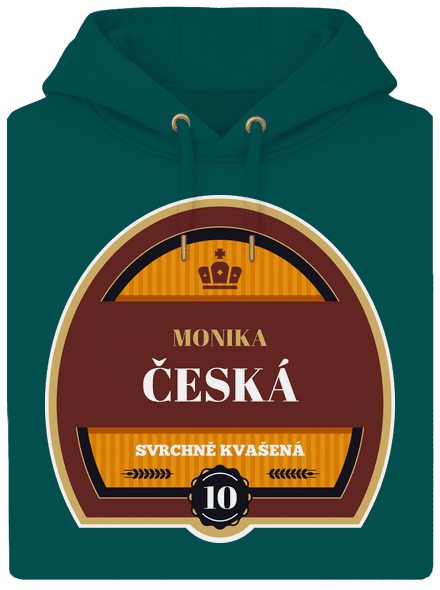 Pivní etiketa unisex mikina premium Emerald Green