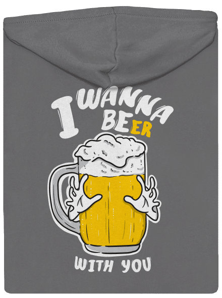 I wanna beer dámská mikina na zip Steel Gray