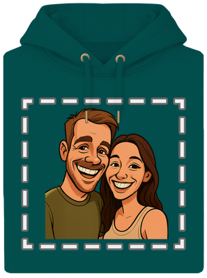 Karikatura z vlastní fotky unisex mikina premium Emerald Green