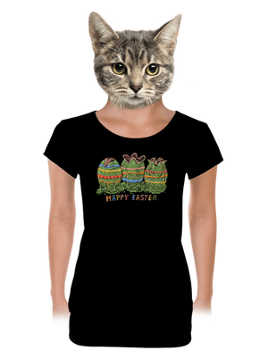 Happy Easter dámské tričko s lemem Black