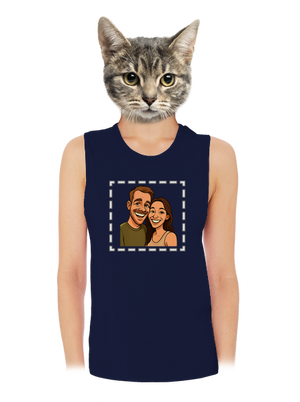 Karikatura z vlastní fotky dámské tílko volné Navy