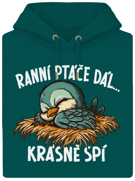 Ranní ptáče spí unisex mikina premium Emerald Green