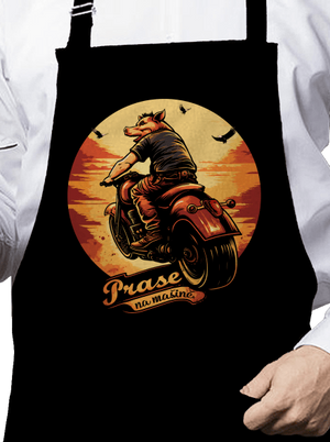 Prase na mašině zástěra Black