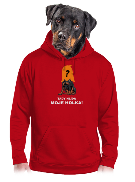 Tady hlídám já pánská mikina klokanka Red
