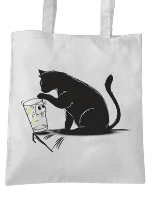 Kočka a sklenice taška White