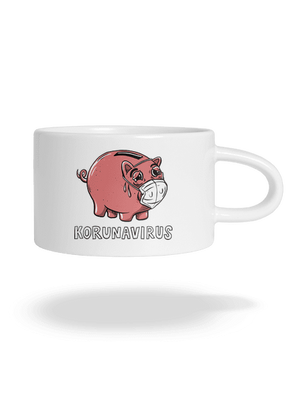 Korunavirus v kasičce hrnek makronka White