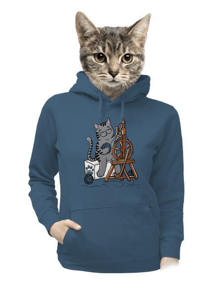 Kočka přede dámská mikina klokanka Denim