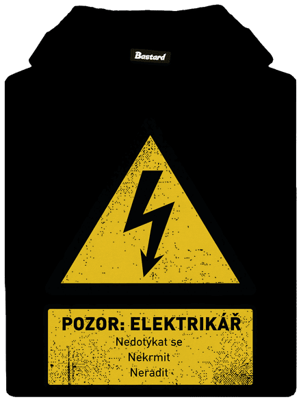 Pozor elektrikář pánská mikina klokanka Black