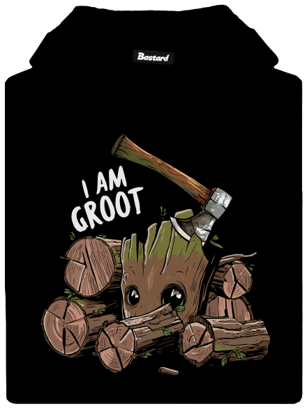 I Am Groot pánská mikina klokanka Black
