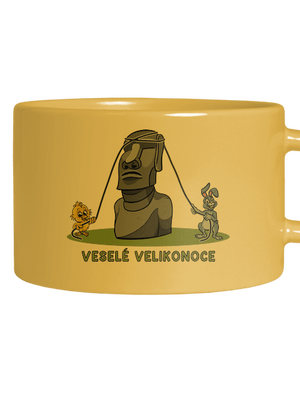 Velikonoční Moai hrnek makronka Yellow Macaron
